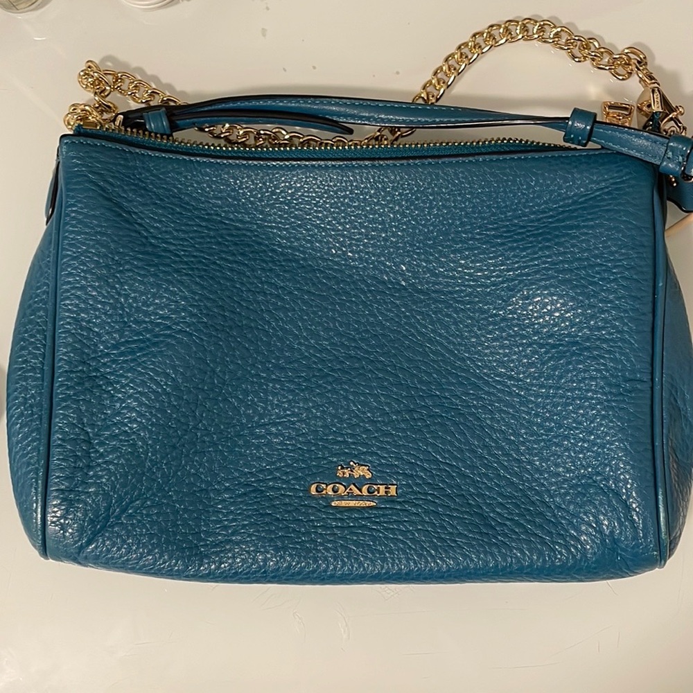Royal blue leather crossbody/shoulder Coach bag